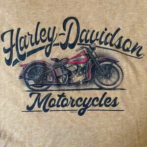 Harley-Davidson Badlands Wall SD Tee Mustard L Cropped Raw Edge EUC